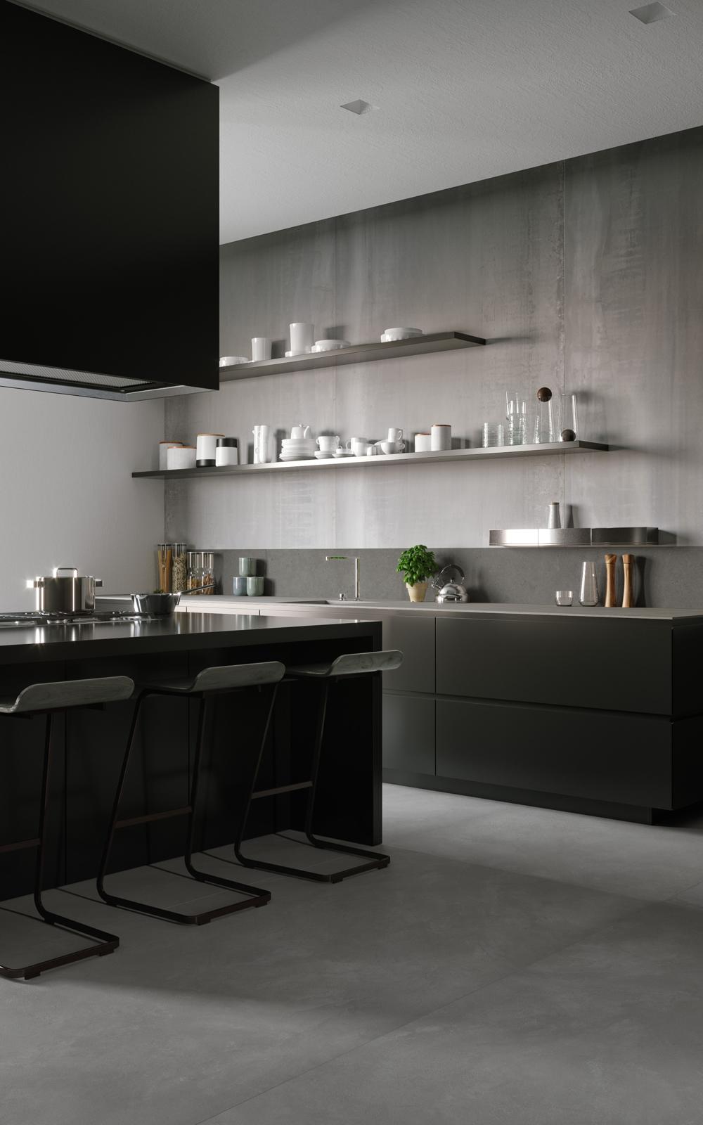 Offene Küche mit XXL Marazzi Fliesen