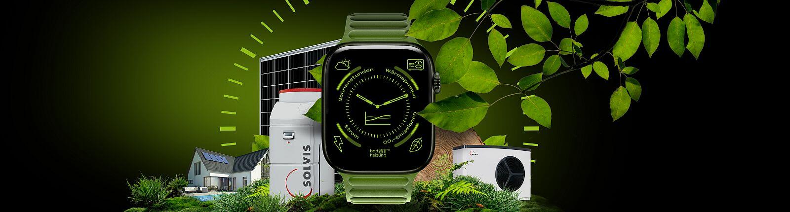 Collage Wärmepumpe, Solvis Max, Photovoltaik, Haus